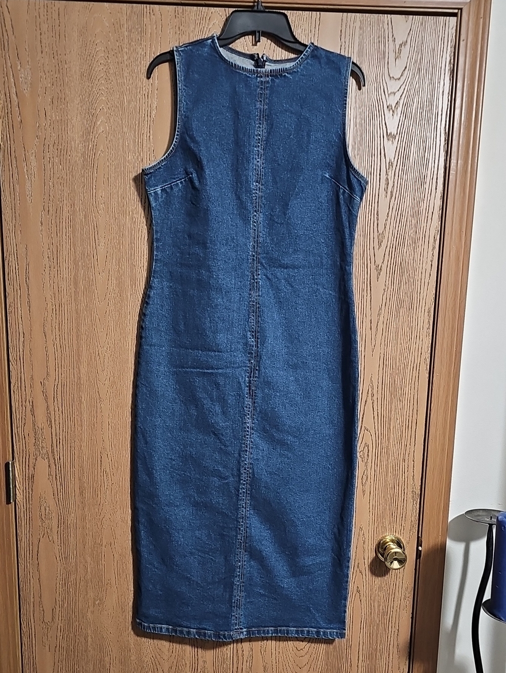 SALE...ASOS Sleeveless Midi Denim Shift Dress - Dark Blue